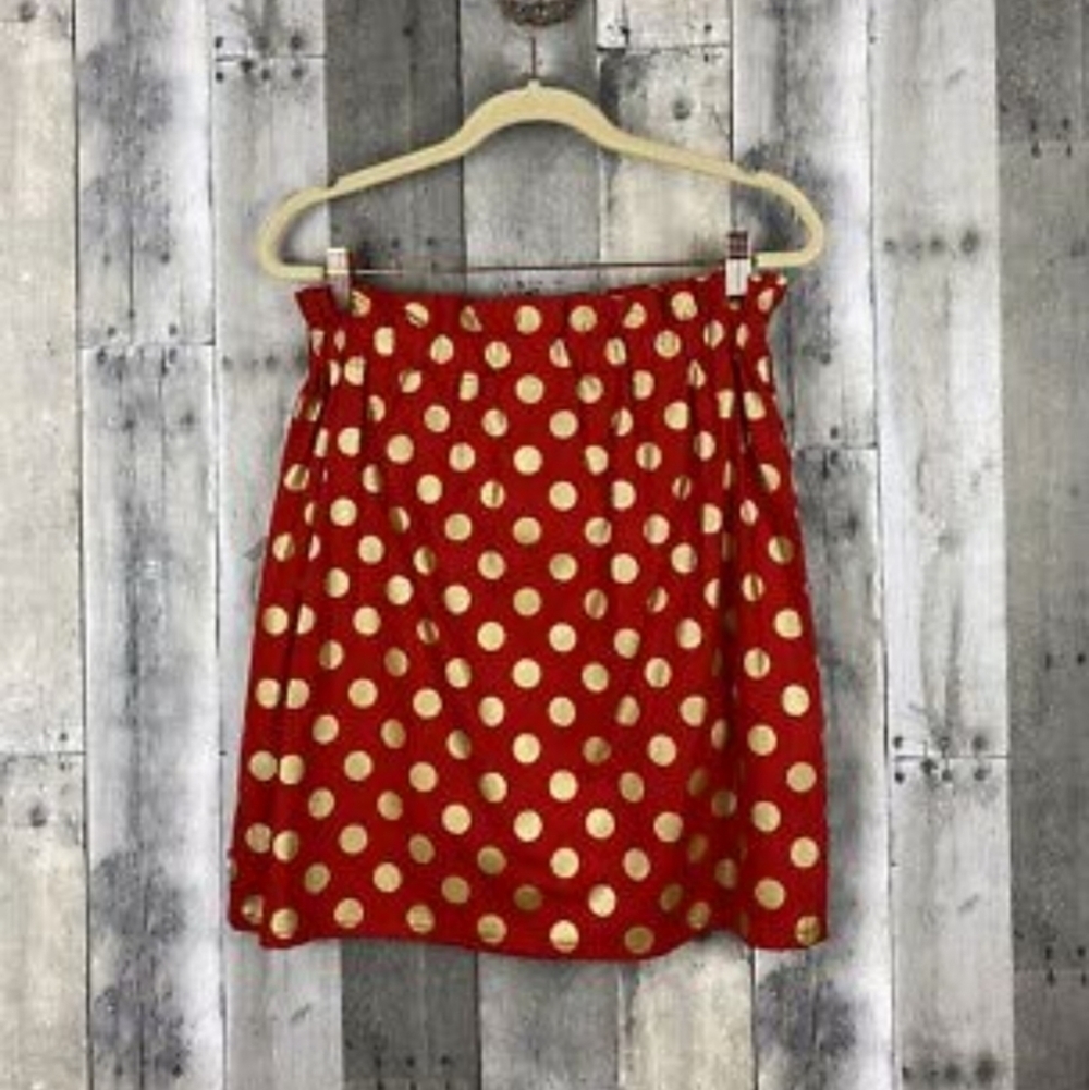 Women's Red Polka Dot Skirt with Gold Dots